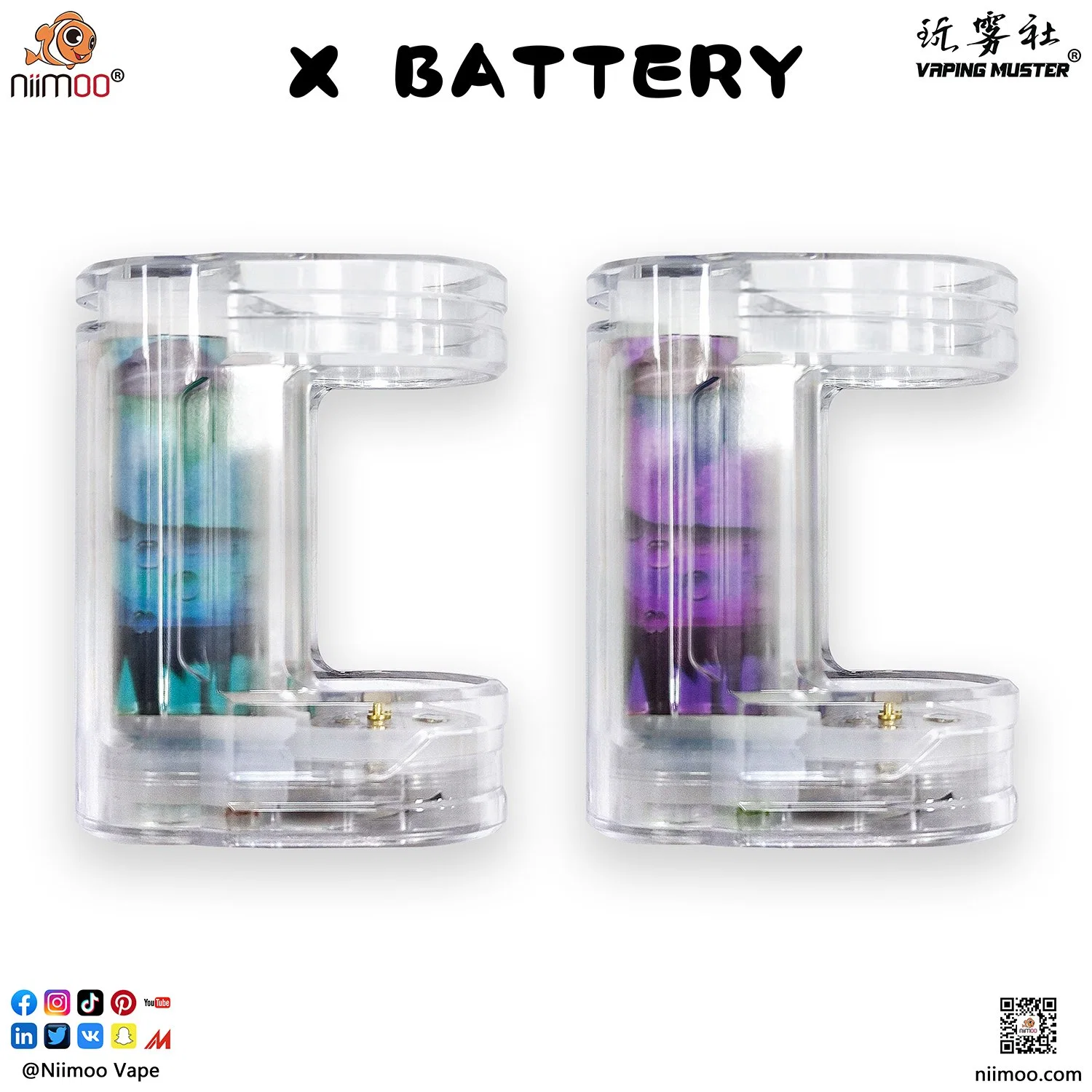 Niimoo X batería X Pod 3000 Material de tipo C de tipo magnético PC 400mAh Batería electrónica cobalto Vape