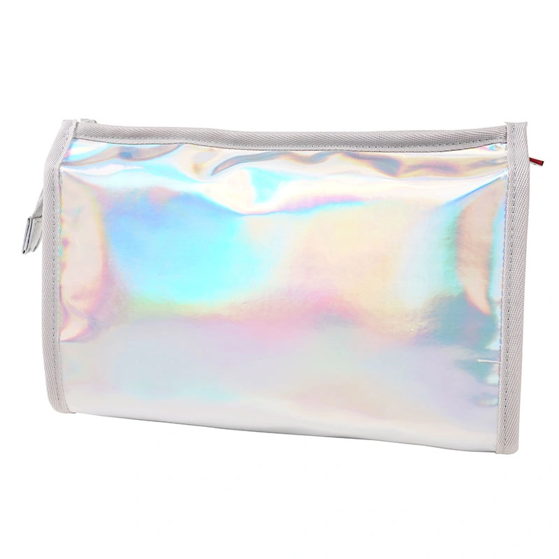 La moda de cuero de PU Shinny bolsas de maquillaje, productos de tocador personalizados portátil de diseño agradable mujeres señoras Beauty Bag con Cometics