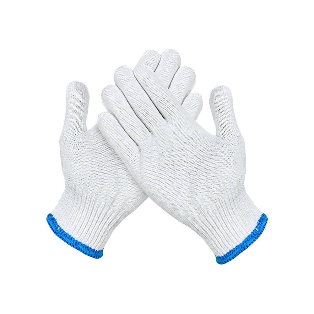 Guantes de protección de blanco para el sitio de trabajo de trabajo Guante de algodón 600g