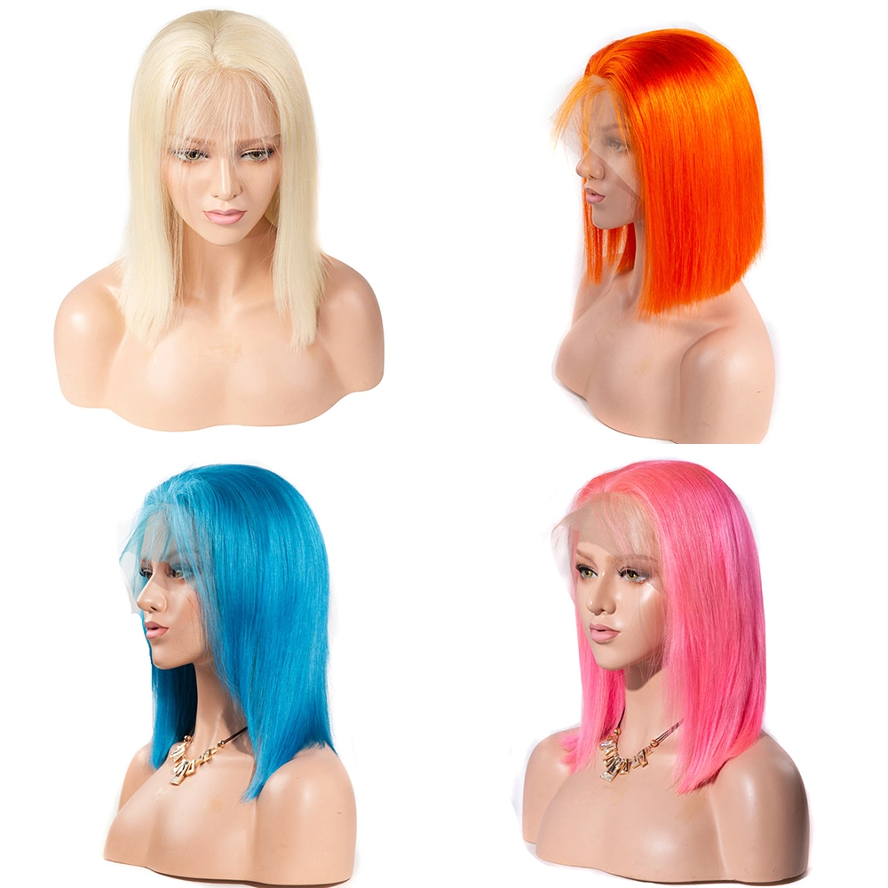 Kbeth Colored Human Hair Wigs for Black Women 2021 Summer Fashion 100% Virgin Brazilian Remy Custom Colorful Straight Short Bob 14 Inch HD Full Lace Wig Vendor