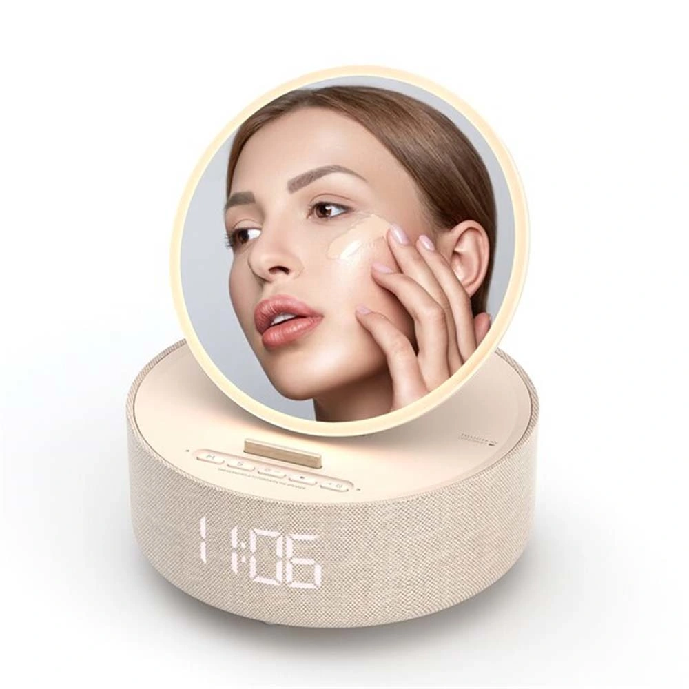 S33 Newest Phone Stand Makeup Mirror LED Light Speaker Wireless Charger