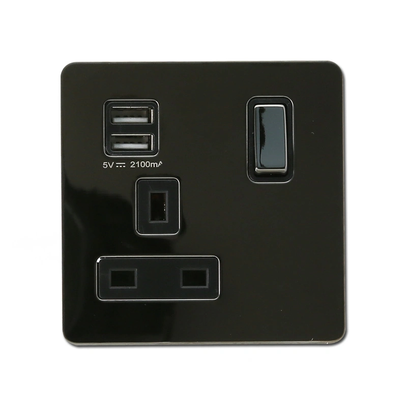 13A 1gang Switched Double Pole with USB Port Electrical Wall Socket
