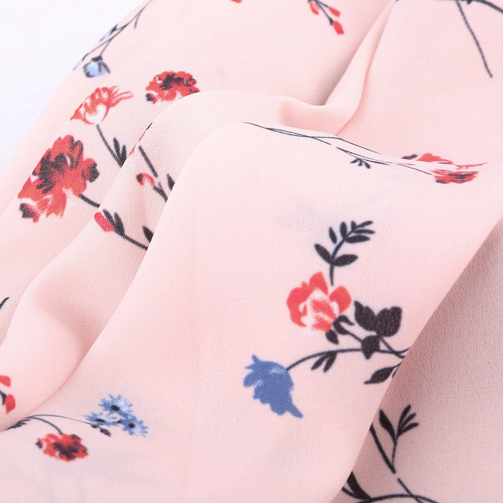 Hot Selling Fabric Textile Stock Polyester Printed Floral Chiffon Fabric