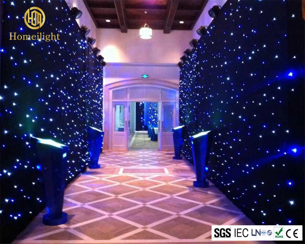 4x4m de ancho de banda estrella rutilante LED decoración cortinas de tela por parte de antecedentes de eventos