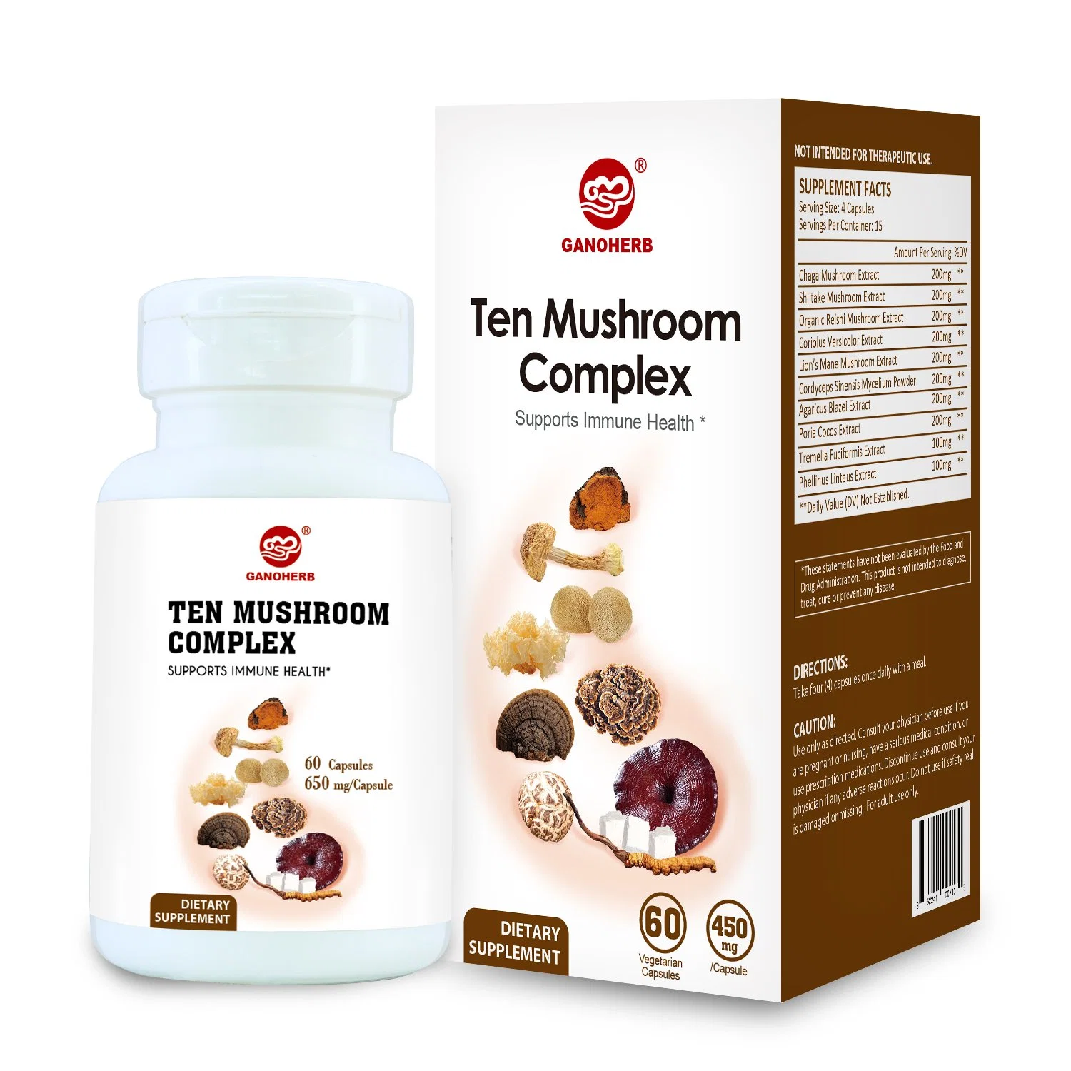 Stress Relief Reishi Cordyceps Capsule Ten Mushroom Capsules for Brain Health