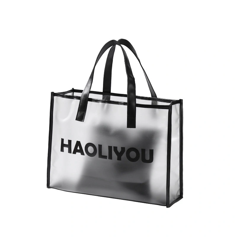 Transparent Handbag for Women PVC Large Capacity Beach Tote Bag Clear Bag Travel Ladies Shoulder Bag with Purse