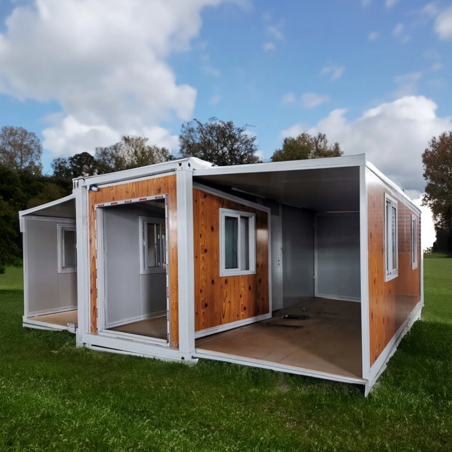 Low Cost Drawing Small Living Portable Sandwich Panel Prefabricated Prefab Light Steel Structure Frame Building Villa Modular Movable Mobile Container House