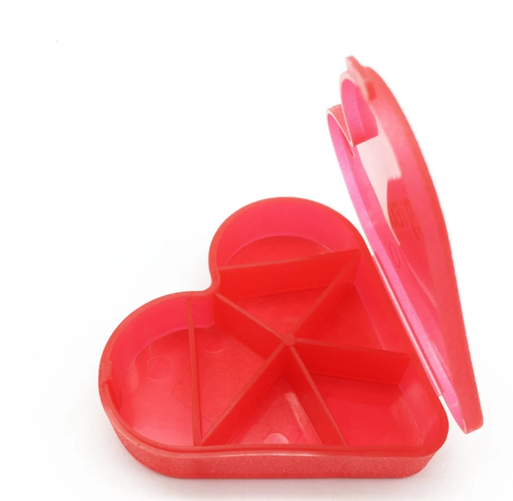 Heart Shape Plastic Pill Box with Customized Logo