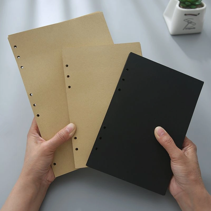 A4 cubiertas de papel duro Kraft negro Cuadernos de dibujo de hojas sueltas espiral