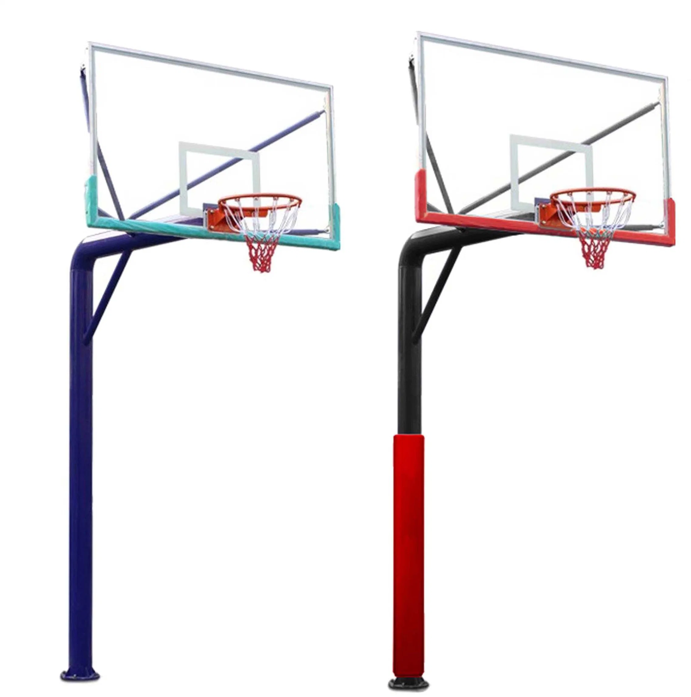 Varios modelos en el suelo Baloncesto Post Circular Objetivo / Stand Standard vidrio templado tablero para interiores/exteriores.