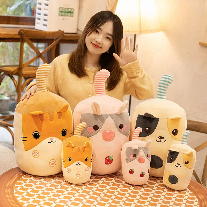 New Soft Stuffed Bubble Milk Tea Plushie Doll Gifts for Kids Boba Tea Plush Pillow Cushion Stuffed Toys