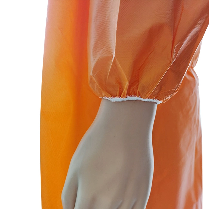 ISO13485 Operating Room Orange One-Time Use Colorful Microporous Garment with Hood