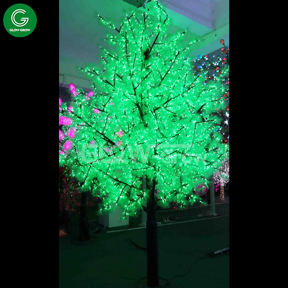 3m Green Artificial LED Lighting Fiber Tree for Outdoor Holiday Event Street Commercial Landscape Hotel Shopping Mall Decoration