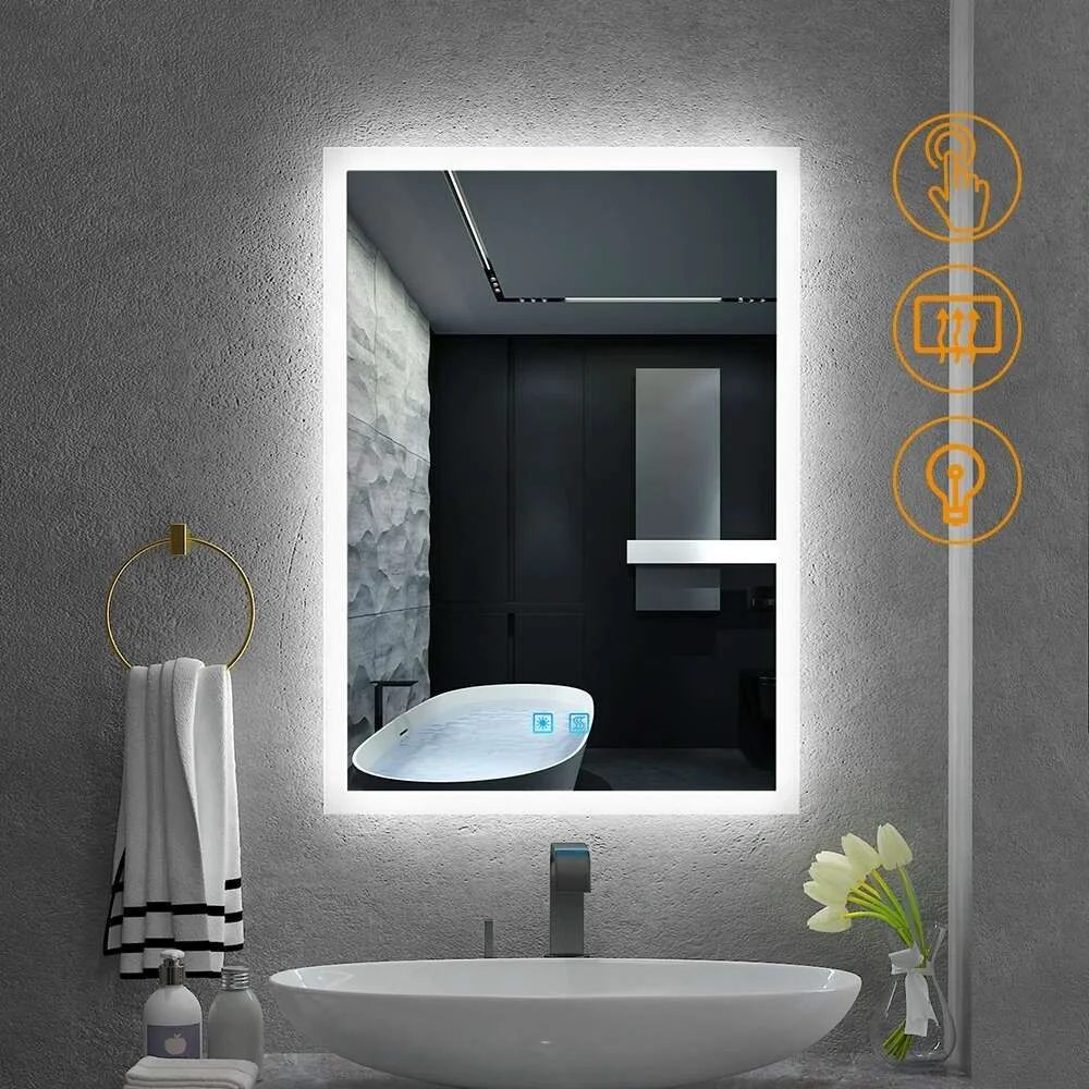 Moderno hotel de IP44 iluminado LED LED de cuarto de baño espejo con almohadilla de antiniebla