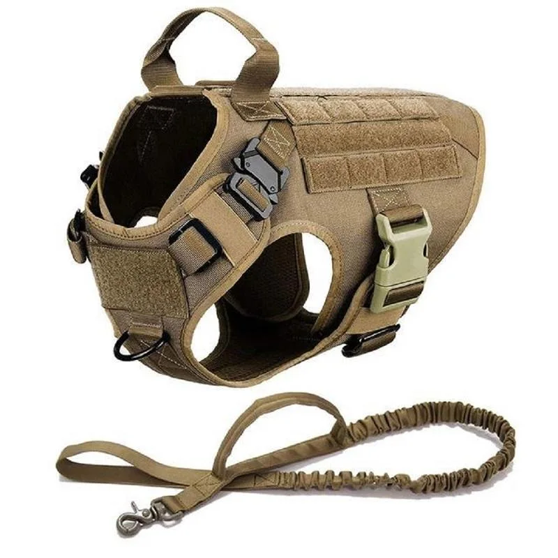 Customized Adjustable Military Dog Protective Tactical Vest, Army Tactical Dog Harness Vest No Pull Molle Dog Leads