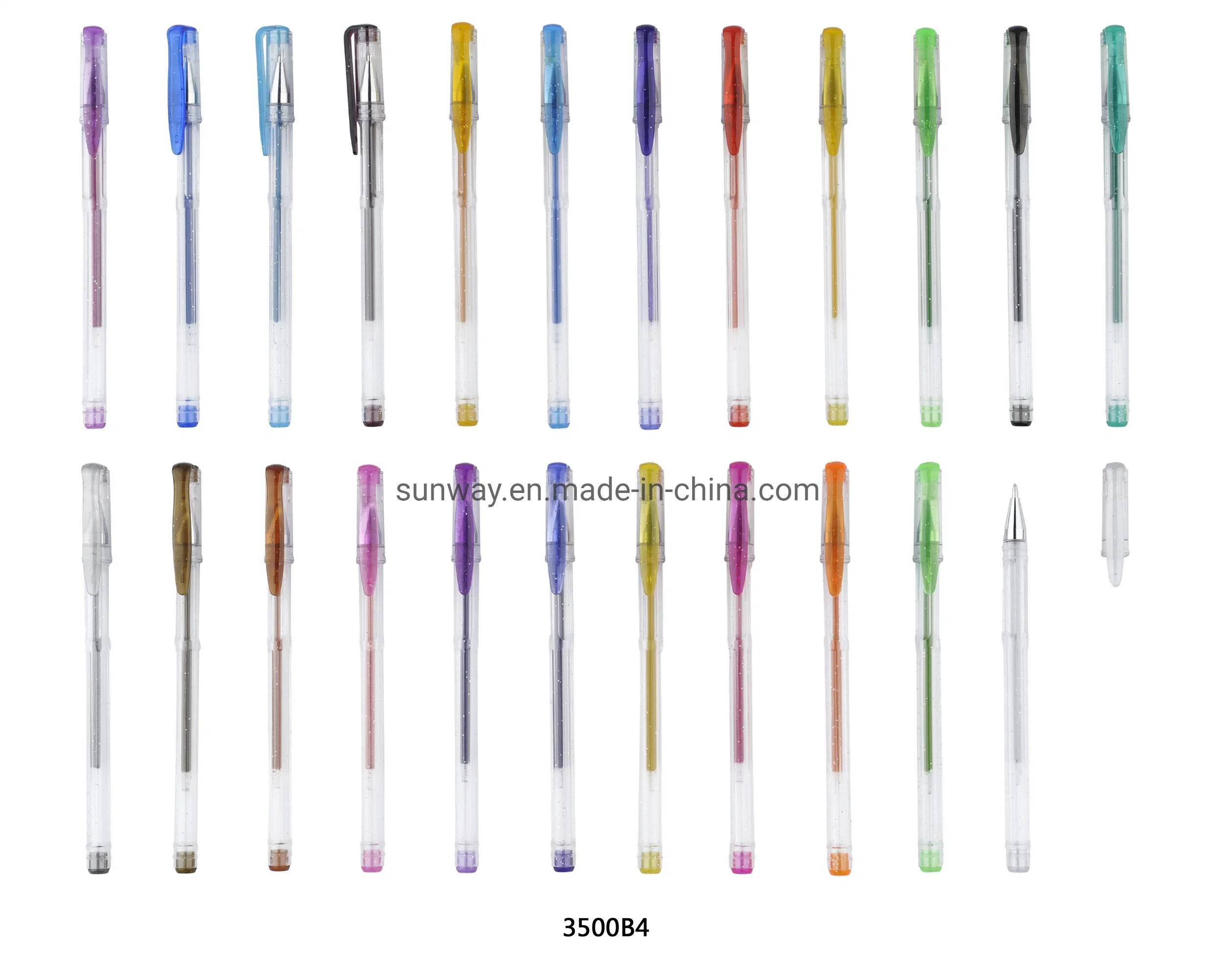 School Stationery Glitter Gel Pens with Fluorescence Ink for Coloring