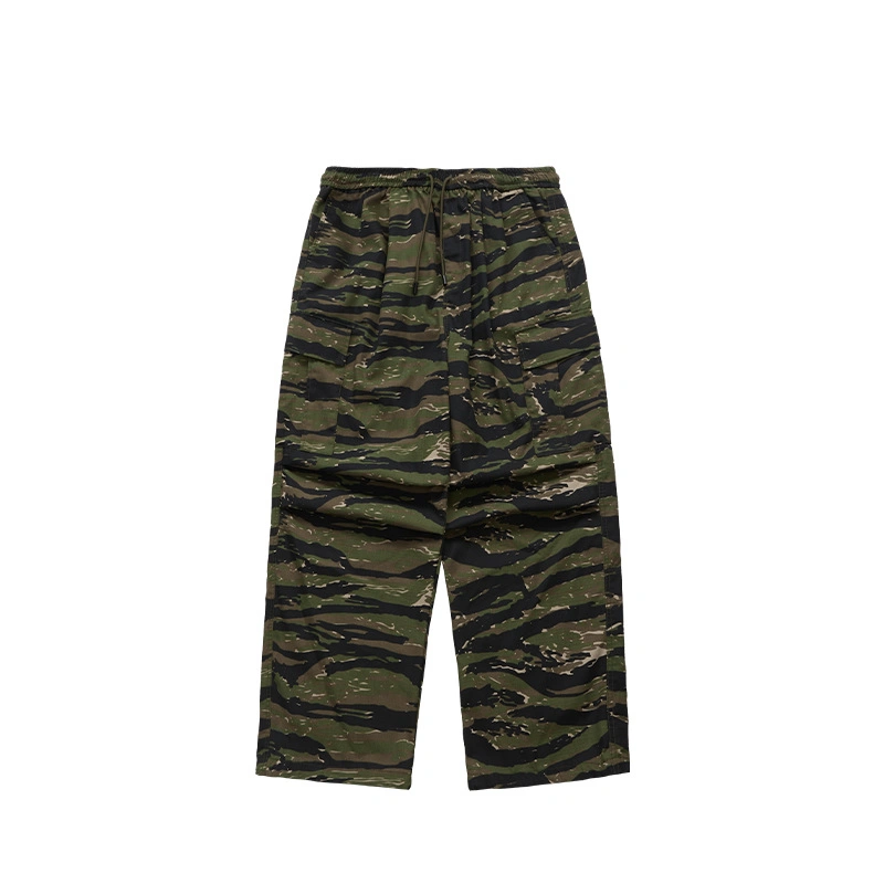 Classic Tiger Print Camouflage pantalones de pata ancha 2023 Otoño e Invierno Nueva moda Marca personalidad Loose pantalones casuales Hombre (CFQDKZ-004)