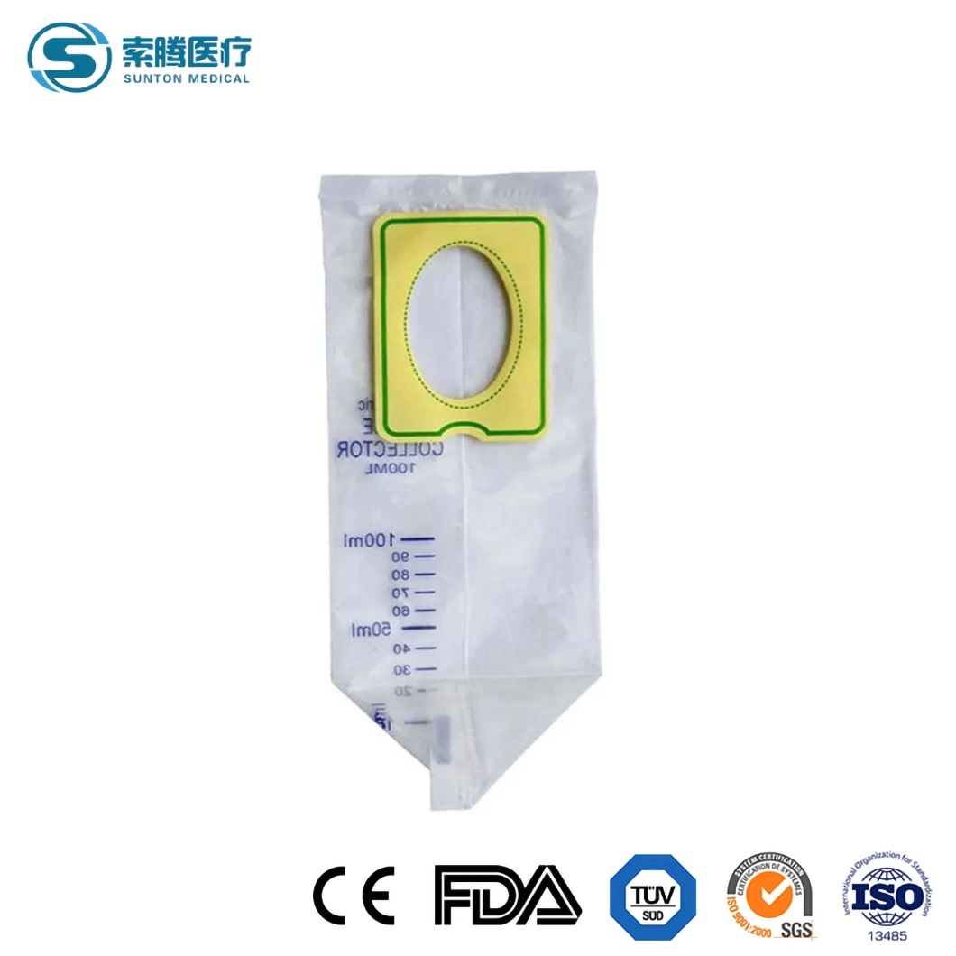 Sunton PVC Pediatric Urine Bag China Wholesale Medical Plastic Urine Bag Disposable Drainage Urine Bag 2000cc - Tube 130cm PVC Colostomy Pediatric Urine Bag