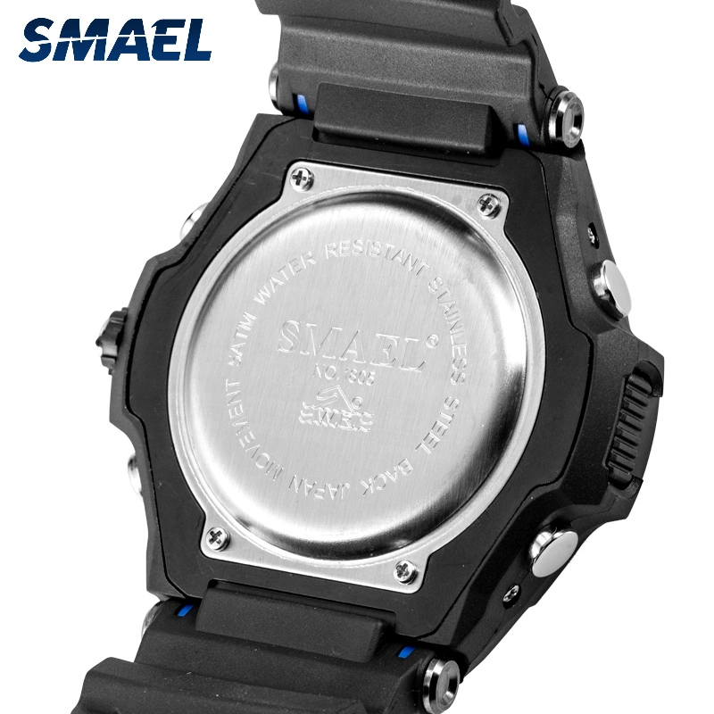 Мужские часы Smael Alloy Watch Jam Tangan LED Double Time Спортивные часы с многофункциональным дизайном