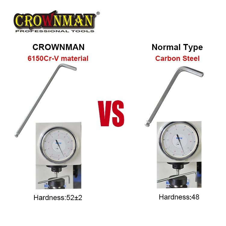 Crownman Cr-V Material Hex Key Wrench Extra Long with Matt Chrome Plated