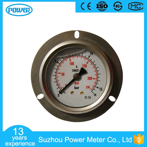 2.5inch-63mm Liquid Filled Pressure Gauge Front with Flange