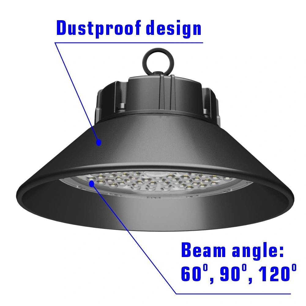 Staubdicht 100W 15000lm Warehouse Industrial IP65 Wasserdichte Kirche 120W 100 W Watt Highbay Lighting UFO High Bay Light LED für Industrielagerausstellung