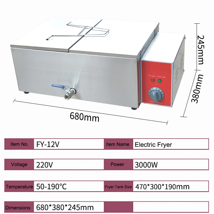 Appareil de cuisine électrique Churros Long frites la friture Maker Commercial Tornade 12 litres frites friteuse d'huile de la machine avec drain en acier inoxydable