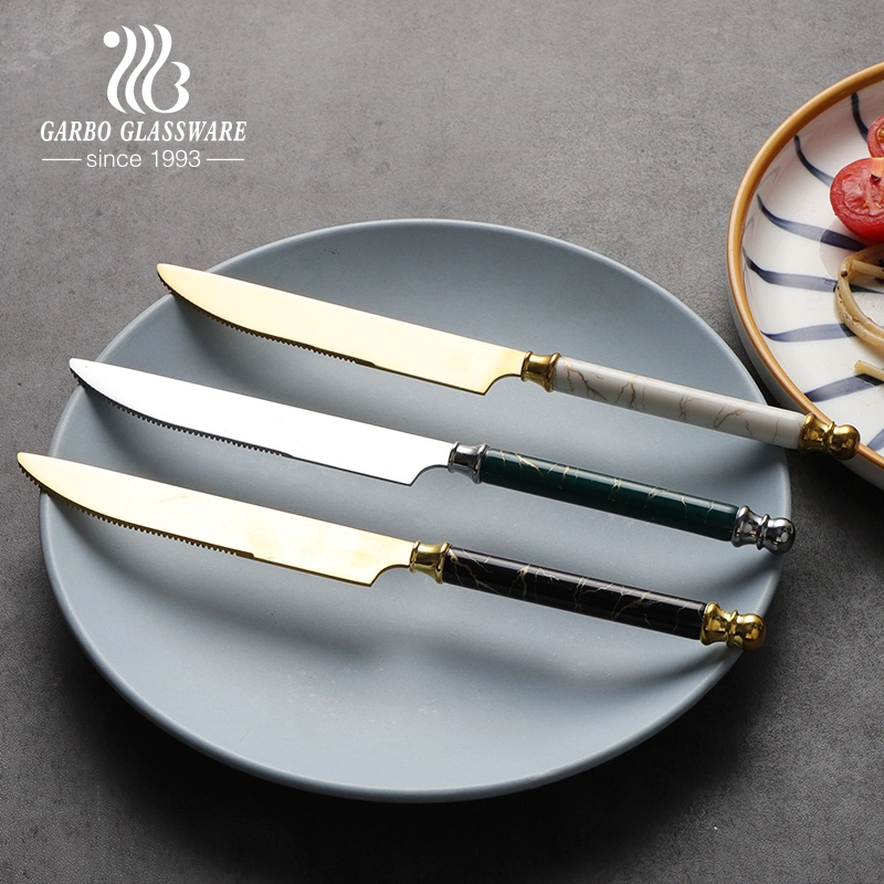 Premium Stainless Steel Steak Dinner Knife Flatware Dinner Knife for Dining with Ceramic Handle