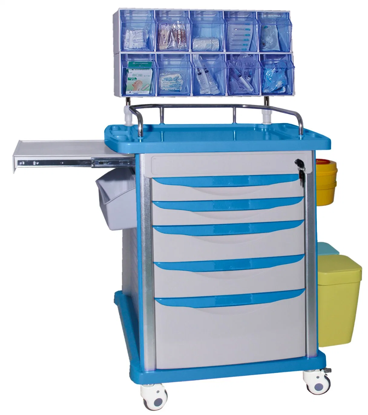 Multifunctional ABS Medical Nurse Anesthesia Trolley Cart with Wheels Hospital Furniture