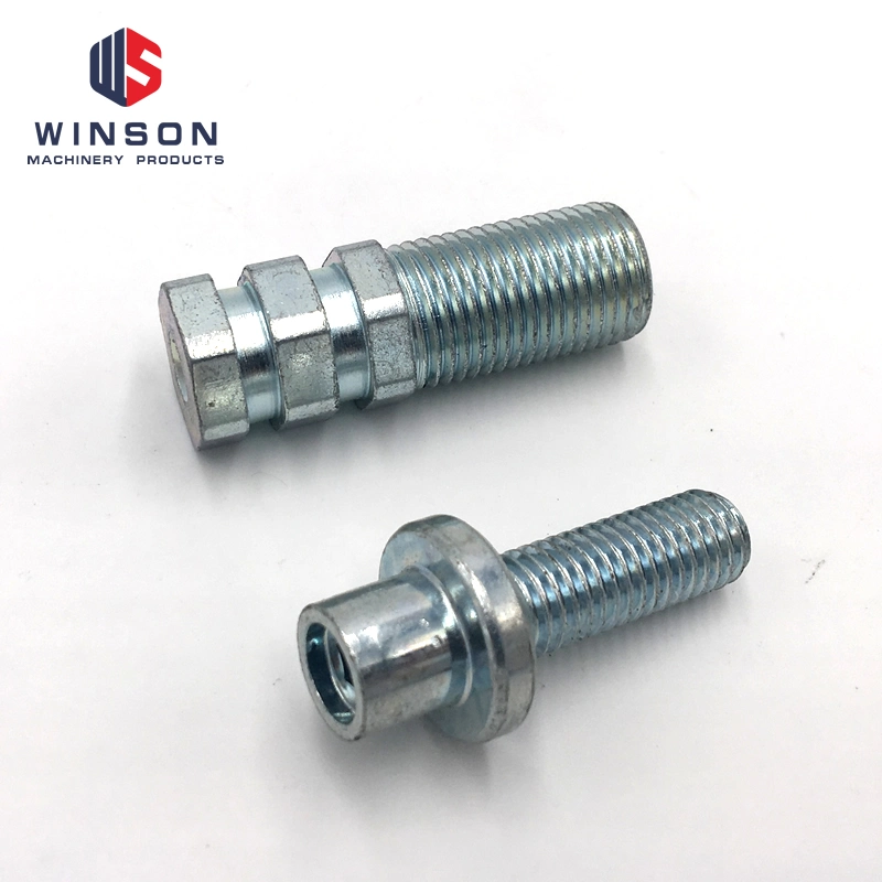 CNC Lathe Turning Threaded Parts, Zinc Plated Steel Studs