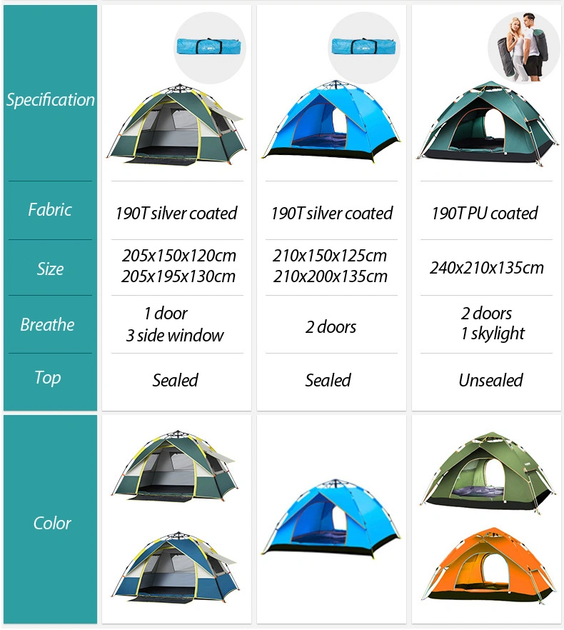 Barato 1-2 personas 4 Temporada impermeable Senderismo Familia Dome Tent Camping automático al aire libre de invierno Instant up Tent