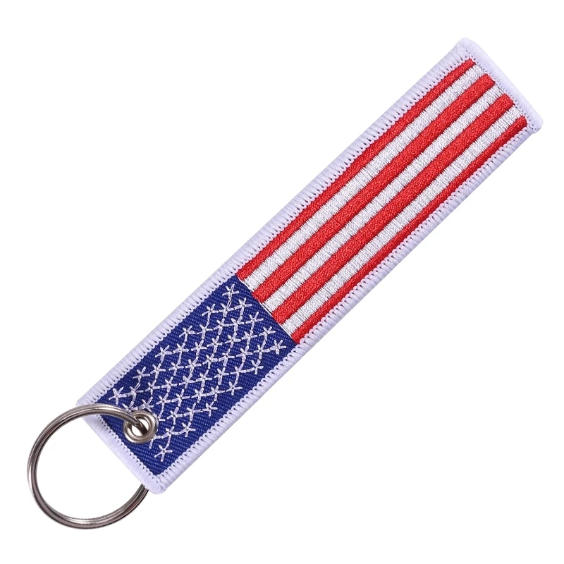 New Pull to Eject Key Chains Striped Embroidery Conservation Commission Embroidery Keychain