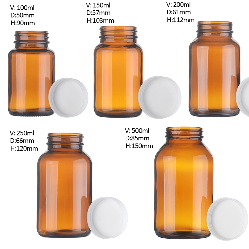 China Manufacturers Wholesale/Supplier 100ml to 500ml Round Pesticide Medical Amber Glass Bottle