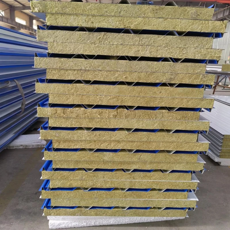 Painéis de Sandwich de lã mineral Rockwool resistente ao fogo a baixo preço para Tejadilho