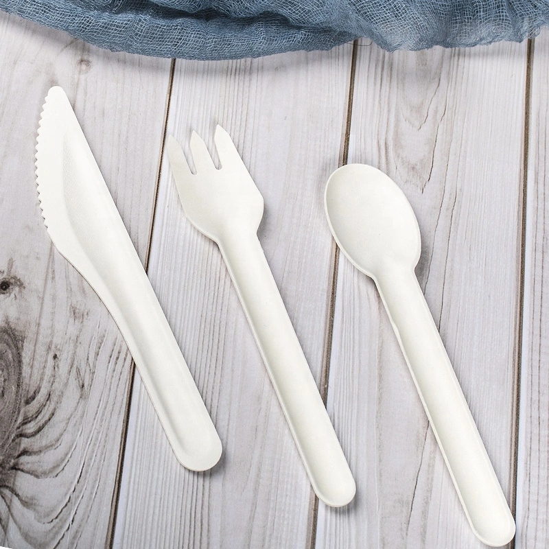 Hot Sale Disposable Bagasse Fibre Table Knife Fork and Spoon Cutlery Spoon