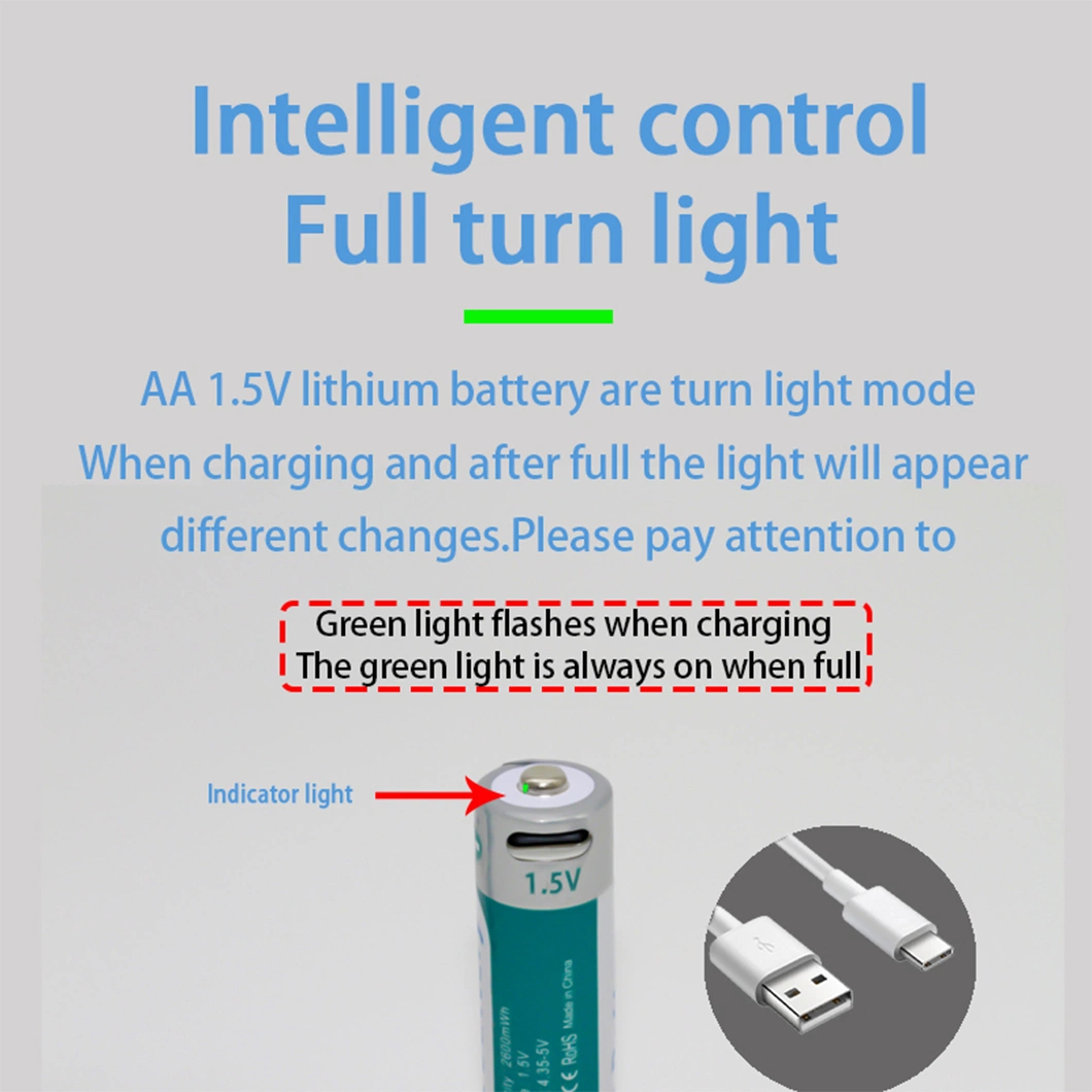 Wiederaufladbare Zelle Typ-C AA-Batterie 1,5V AA Lithium-Akku