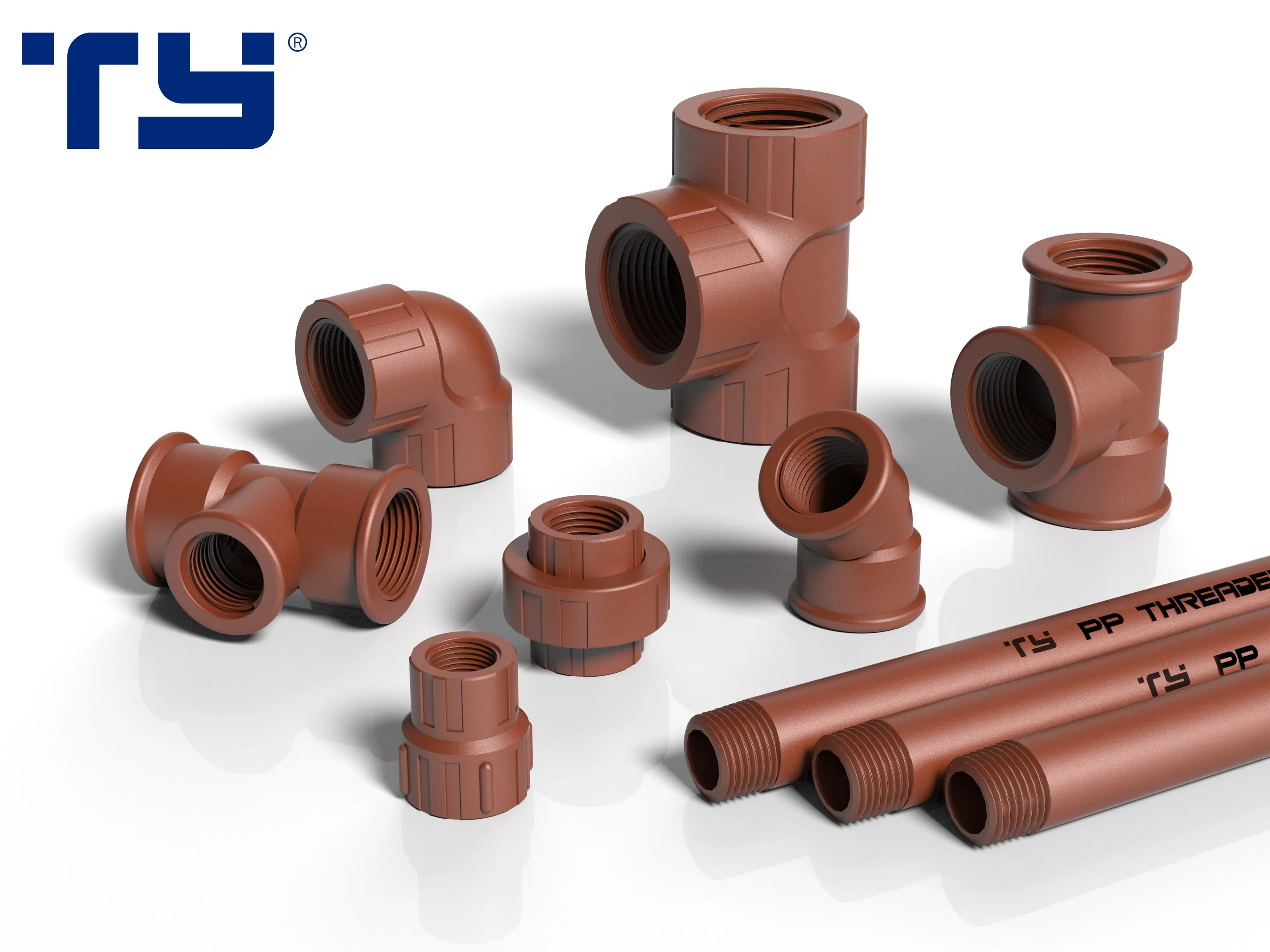 All Size Brown Colors Pph Tube Pipe 1/2 3/4 Inch Pph Pipe Fitting
