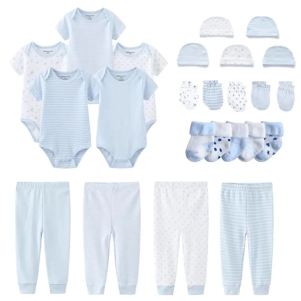 Bebê recém-nascido Dom Definir Bebê Calça Onesie Hat Meias Luvas 5 Conjunto de PCS de vestuário infantil