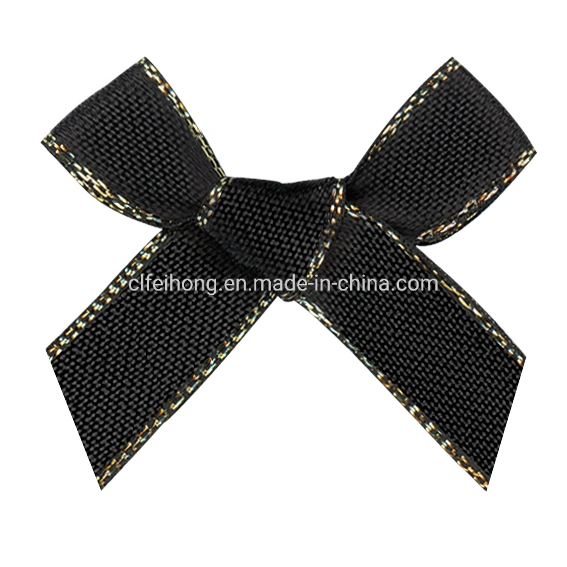 OEM Factory Wholesale/Supplier Hand Tied/ Shaped Hand Ribbon Bow of Satin/ Grosgrain/Metallic Gold/ Silver Edge with Satin Ribbon for Wrapping/Decoration/Xmas/Bow/Gifts