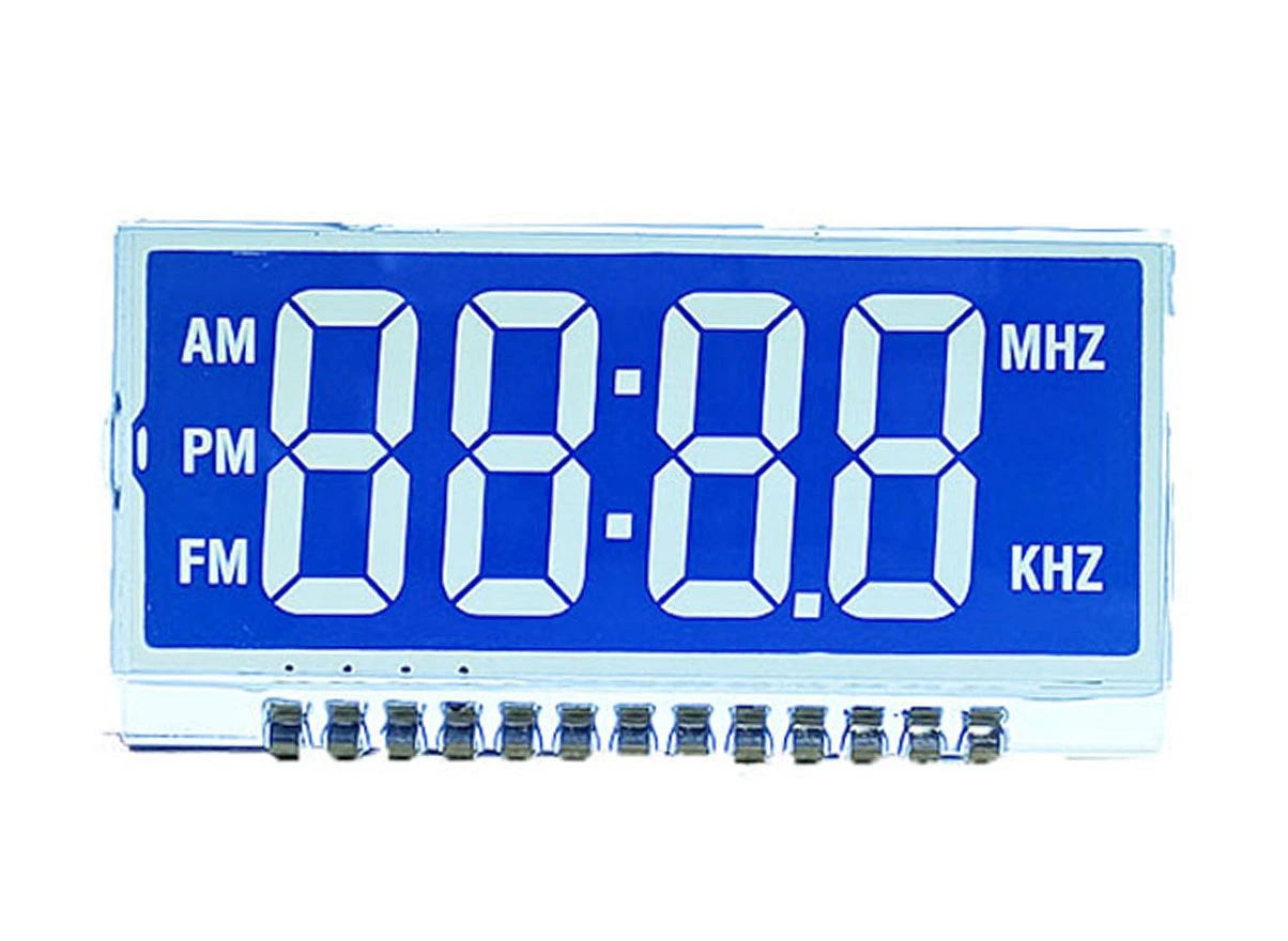 Custom 13 Pins Negative Transmissive Htn 7 Segment LCD Screen for Alarm Clock