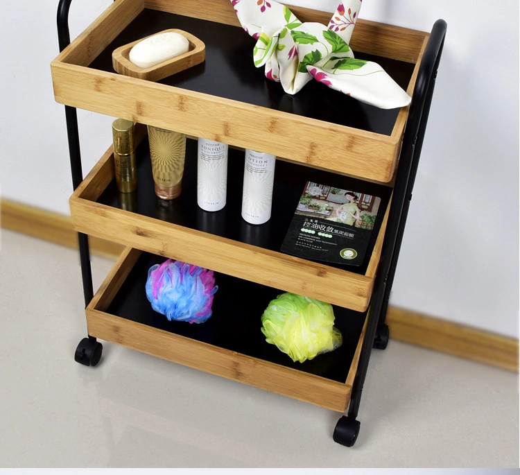 Natural Bamboo Butchers Small Narrow Slim Wooden Kitchen Trolley