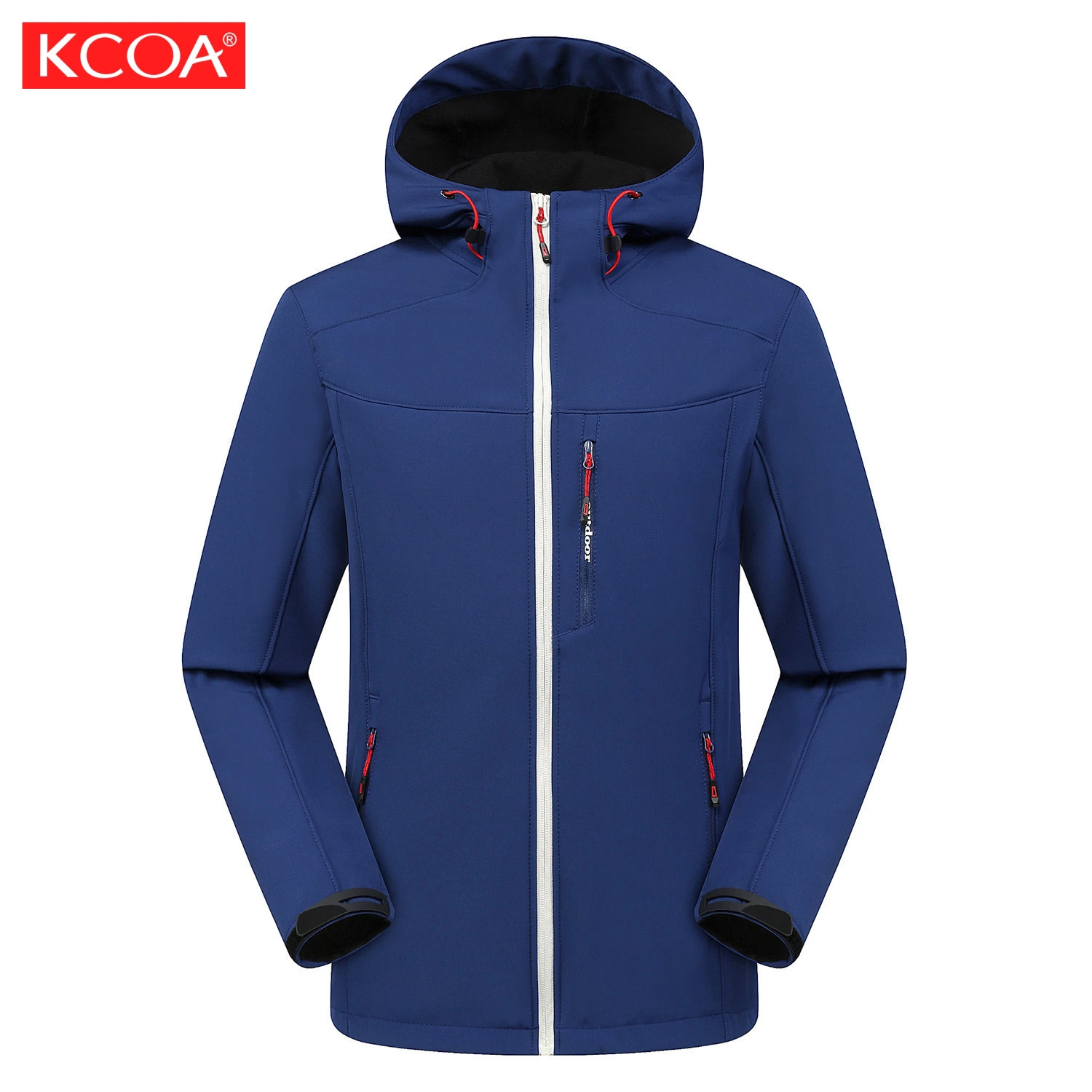 Con capucha azul oscuro de los deportes de invierno polar Softshell hombres Coat