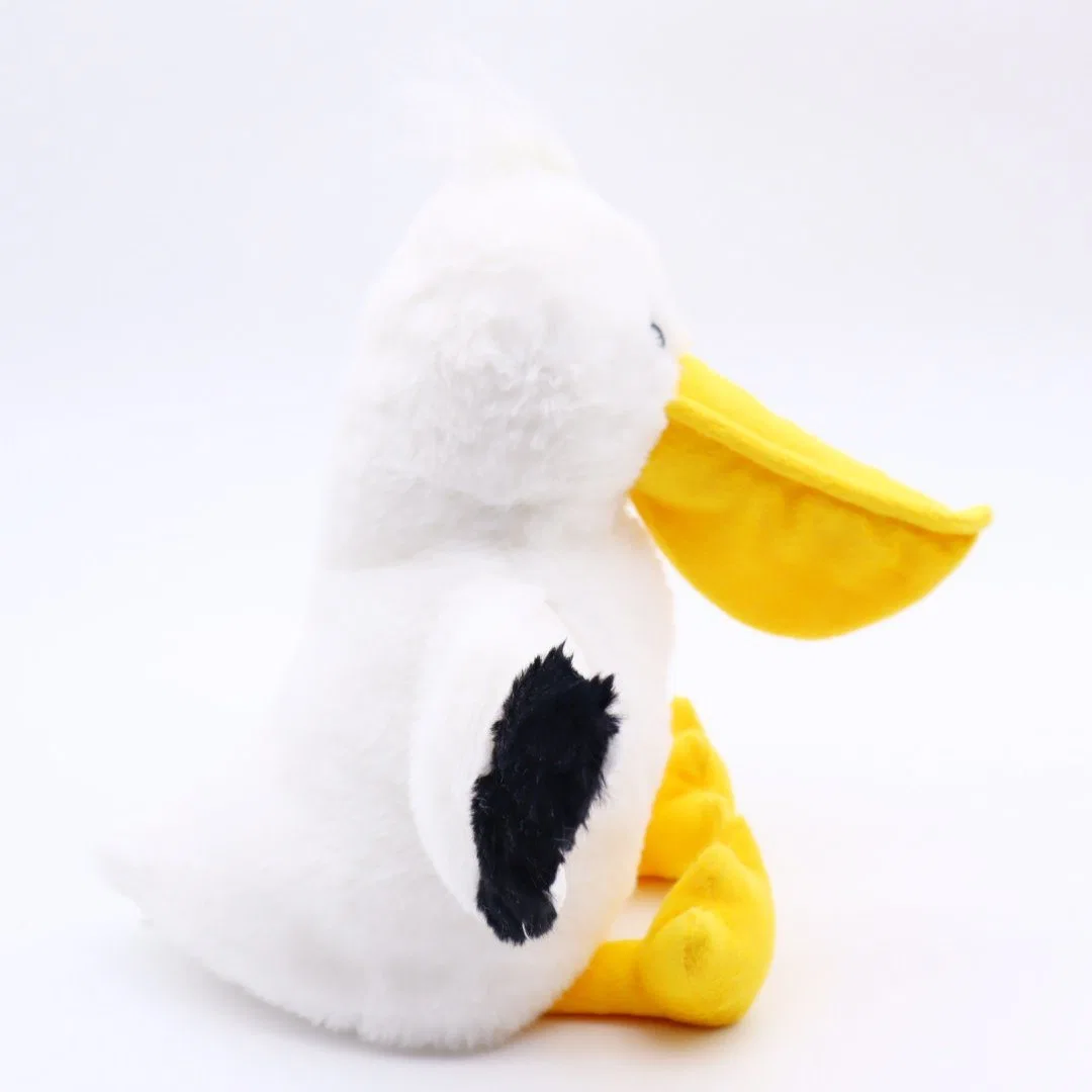 Gros main blanche Puppets peluche oiseau Dolls 26cm (H) Pelican long Beak Puppet enfants doux farci animal grande bouche