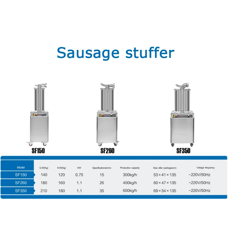 Qh26L Aparelho de cozinha 400kg/h a pressão hidráulica da máquina de enchimento de salsicha 750W