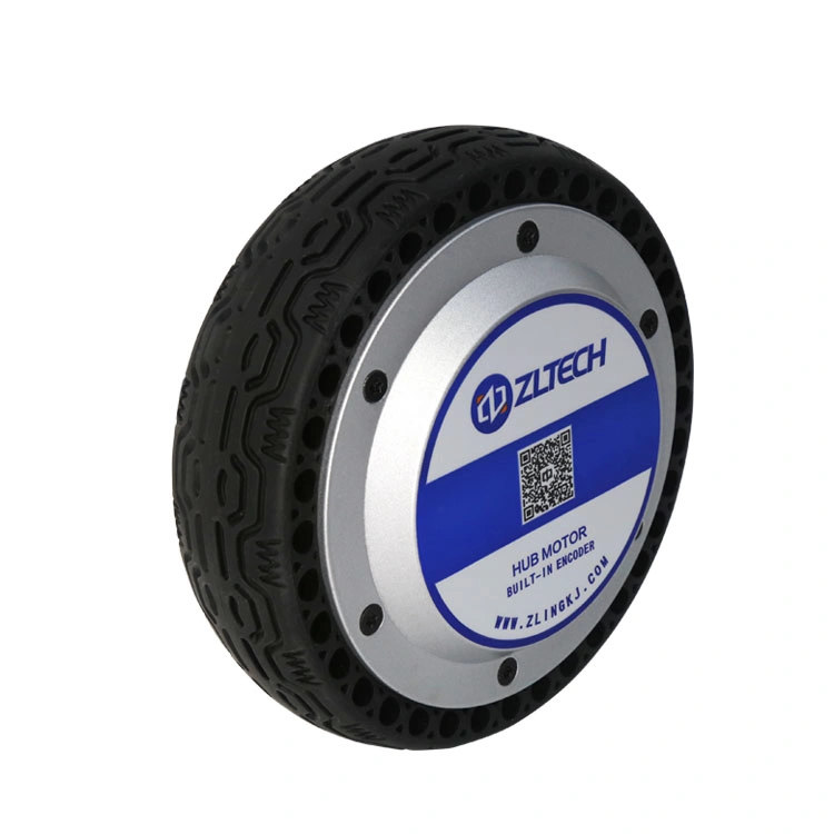 Zltech CE RoHS No-Marking Rubber Tire 6,5inch 24V 48V 8N. M IP65 150kg Load DC Getriebeloser bürstenloser Encoder, Nabenservomotor für fahrradgetriebene Roboter