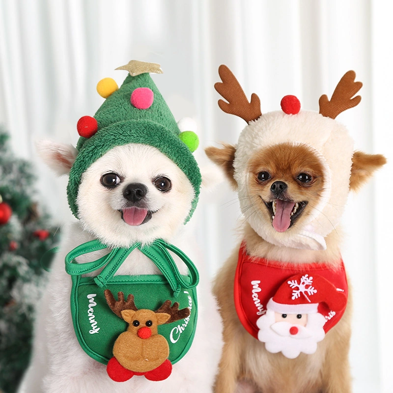 Perros Gatos Mascotas Navidad Slobbers sombreros suministros Dress Up Christmas Pet Hat bufanda conjunto