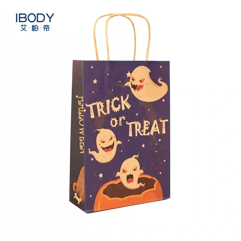 High -Quality Custom Logo Halloween Party Shopping Cowhide Paper with a Handle Gift Bag