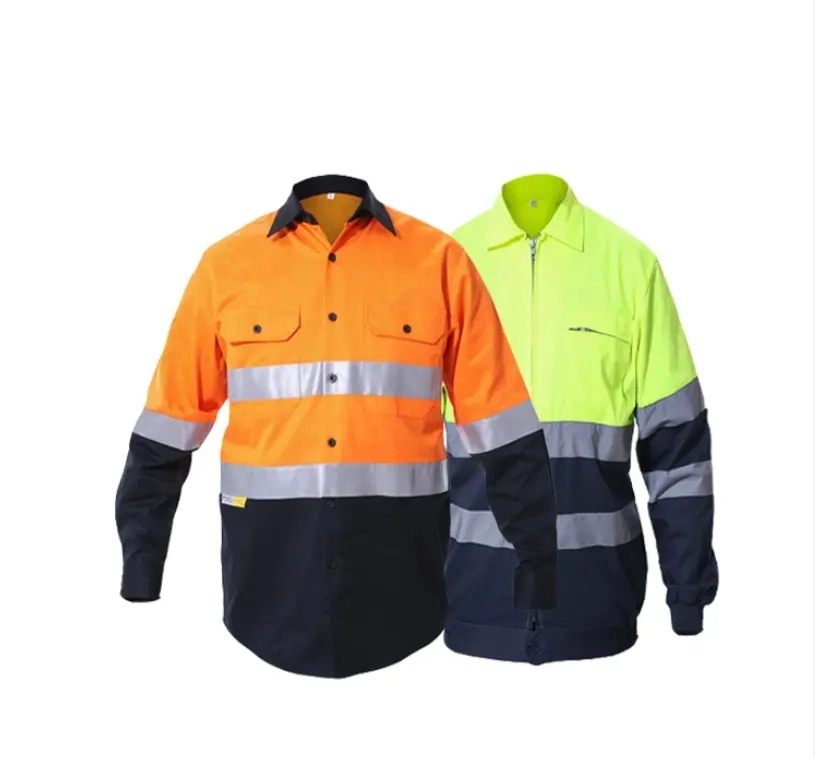 High Visibility Construction Safety Work Wear Custom Logo His Vis Work Jackets with Reflective Tape for Mine Oil Field Uniforms