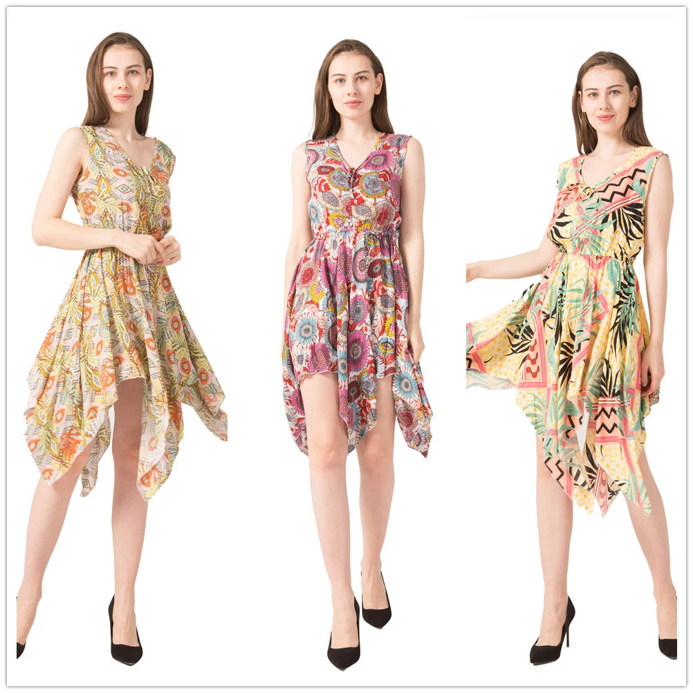 Floral Print Fashion Summer Women Dress Casual Dress Elegant Beach Bohemian Ladies Dresses