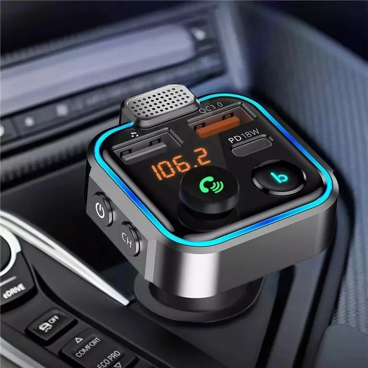 Bt23L FM Transmitter in-Car Adapter Wireless Wireless 5.0 Radio Car FM Kit Type-C Pd 20W W QC3.0 Fast USB Charger